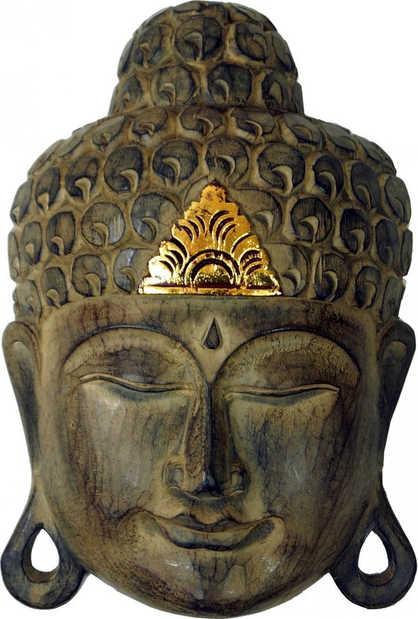 Buddha-Maske mit Goldverzierung & Aufhängung - in 6 Größen erhältlich