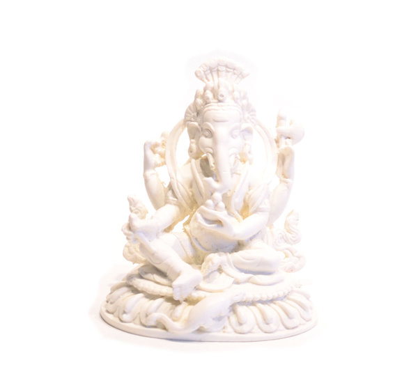 Figur "Ganesha", Kunstharz weiß, 12 cm