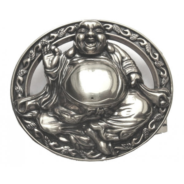 Koppelschnalle / Gürtelschließe "Buddha", silber, 40mm