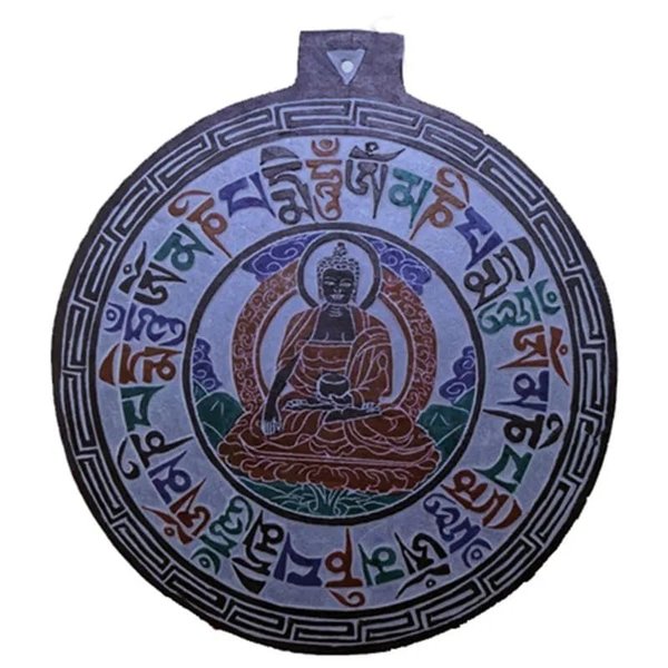 Tonschieferrelief "Buddha Om Mani Padme Hum", 24 cm