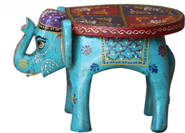 Deko Blumenhocker "Elefant", Rajasthani-Style, türkis